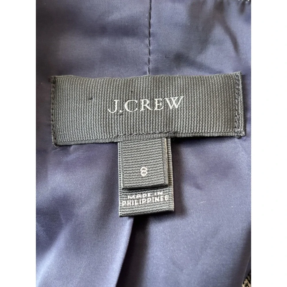 J Crew Blazer Womens 8 Black White Plaid Houndstooth Two Button‎ Jacket Career
